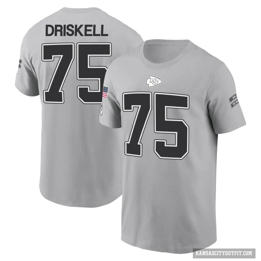 Youth ＃75 Ethan Driskell Kansas City Chiefs Gray 2024 Salute to Service T-Shirt