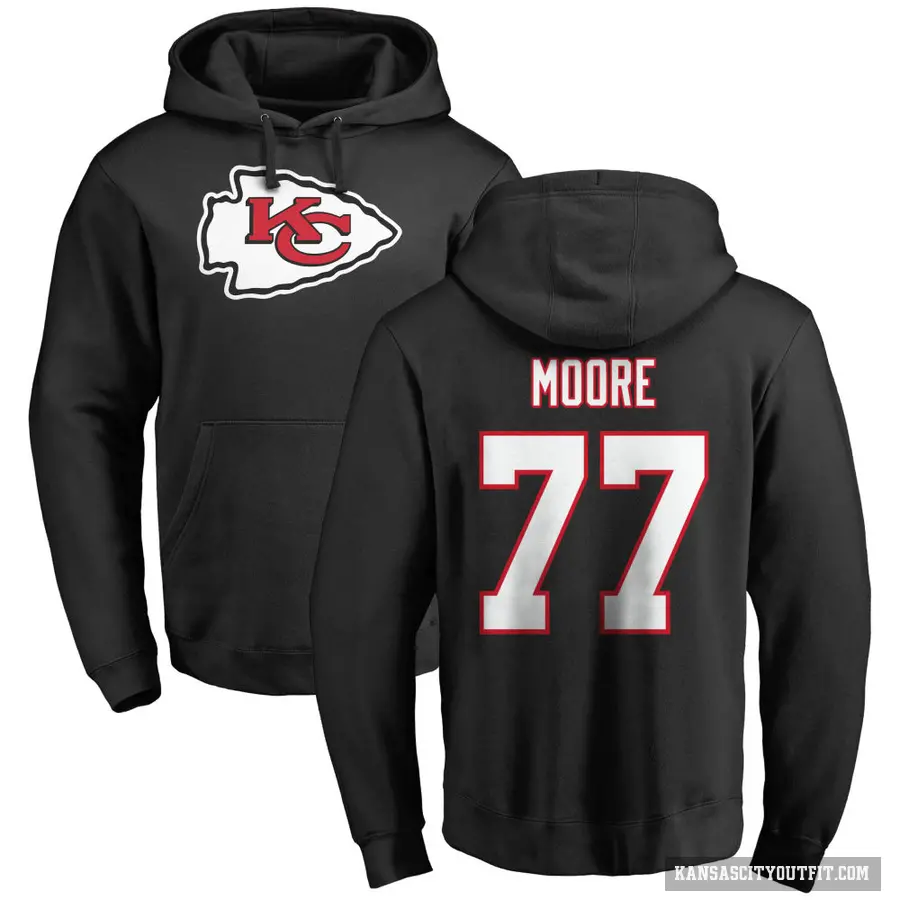 Youth ＃77 Jaylon Moore Kansas City Chiefs Black Pro Line Name & Number Logo Pullover Hoodie