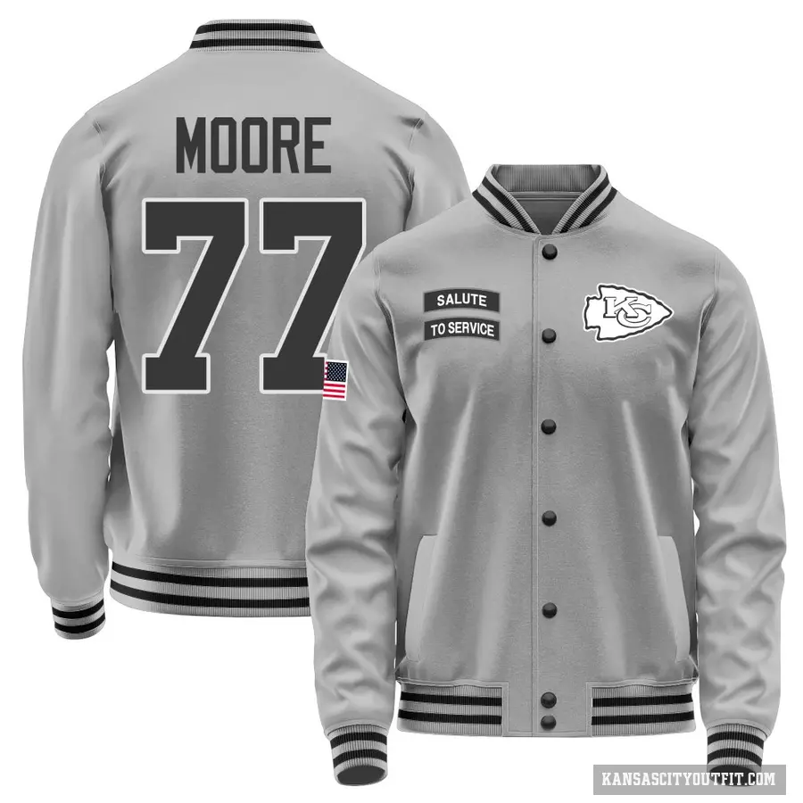 Youth ＃77 Jaylon Moore Kansas City Chiefs Gray Salute to Service Performance Jacket