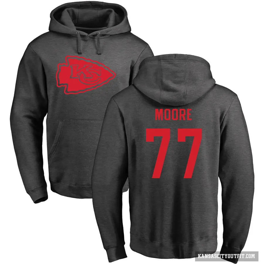 Youth ＃77 Jaylon Moore Kansas City Chiefs Pro Line by Branded Ash One Color Pullover Hoodie