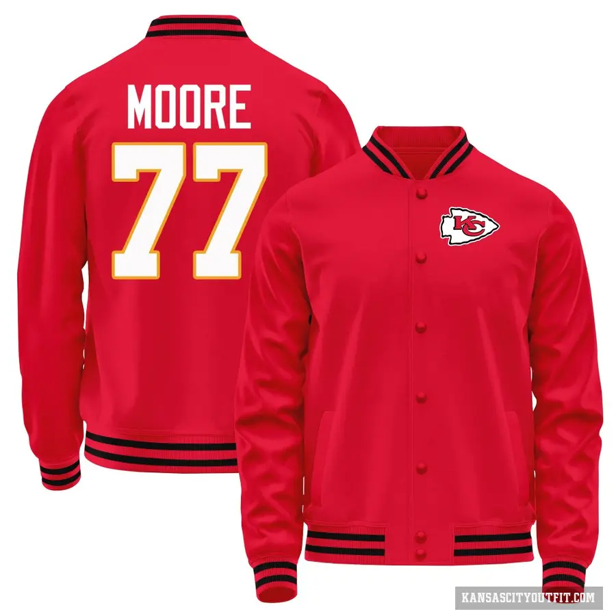 Youth ＃77 Jaylon Moore Kansas City Chiefs Red Full-Snap Name & Number Jacket