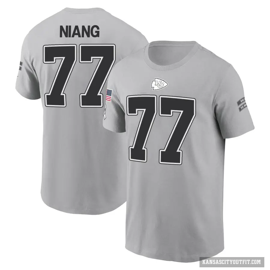 Youth ＃77 Lucas Niang Kansas City Chiefs Gray 2024 Salute to Service T-Shirt