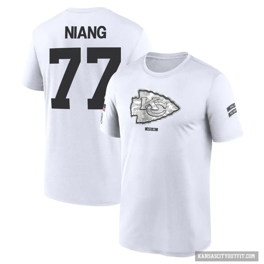 Youth ＃77 Lucas Niang Kansas City Chiefs White 2024 Salute to Service Performance T-Shirt