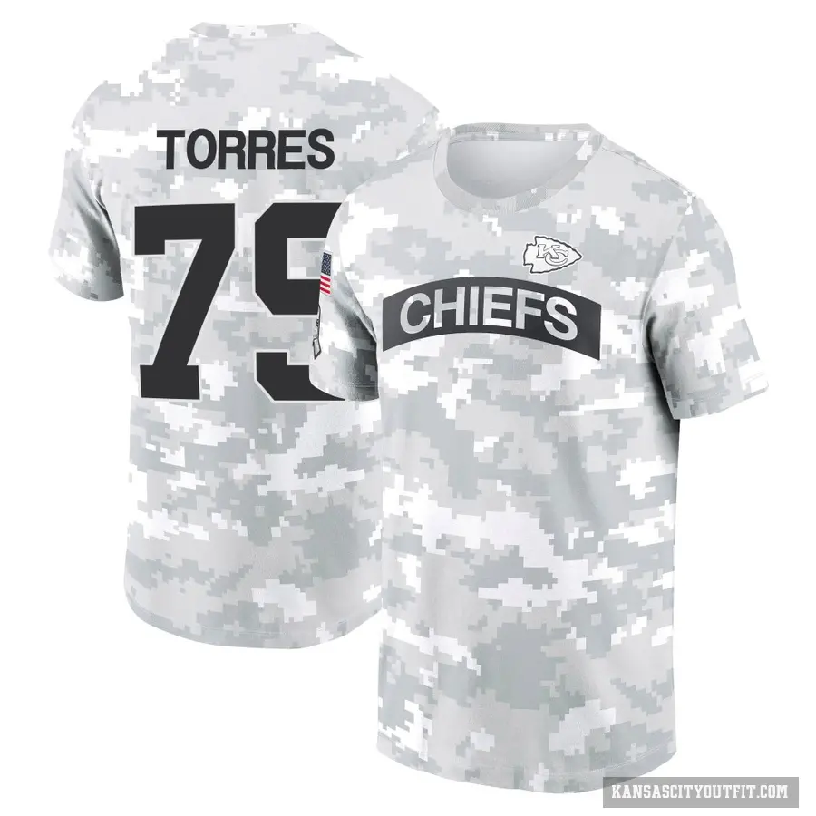 Youth ＃79 Nick Torres Kansas City Chiefs Camo Arctic 2024 Salute to Service Performance T-Shirt