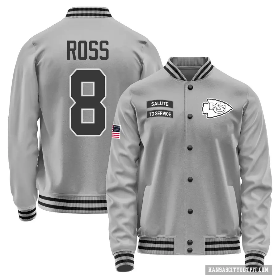 Youth ＃8 Justyn Ross Kansas City Chiefs Gray Salute to Service Performance Jacket