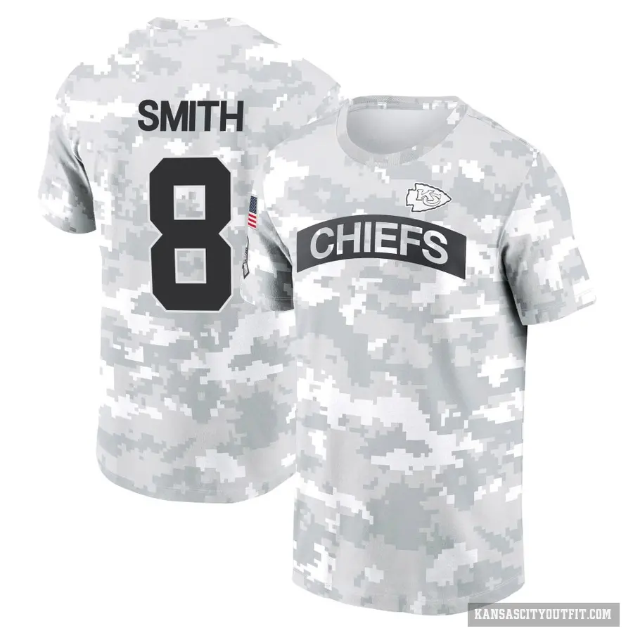 Youth ＃8 Key'Shawn Smith Kansas City Chiefs Camo Arctic 2024 Salute to Service Performance T-Shirt