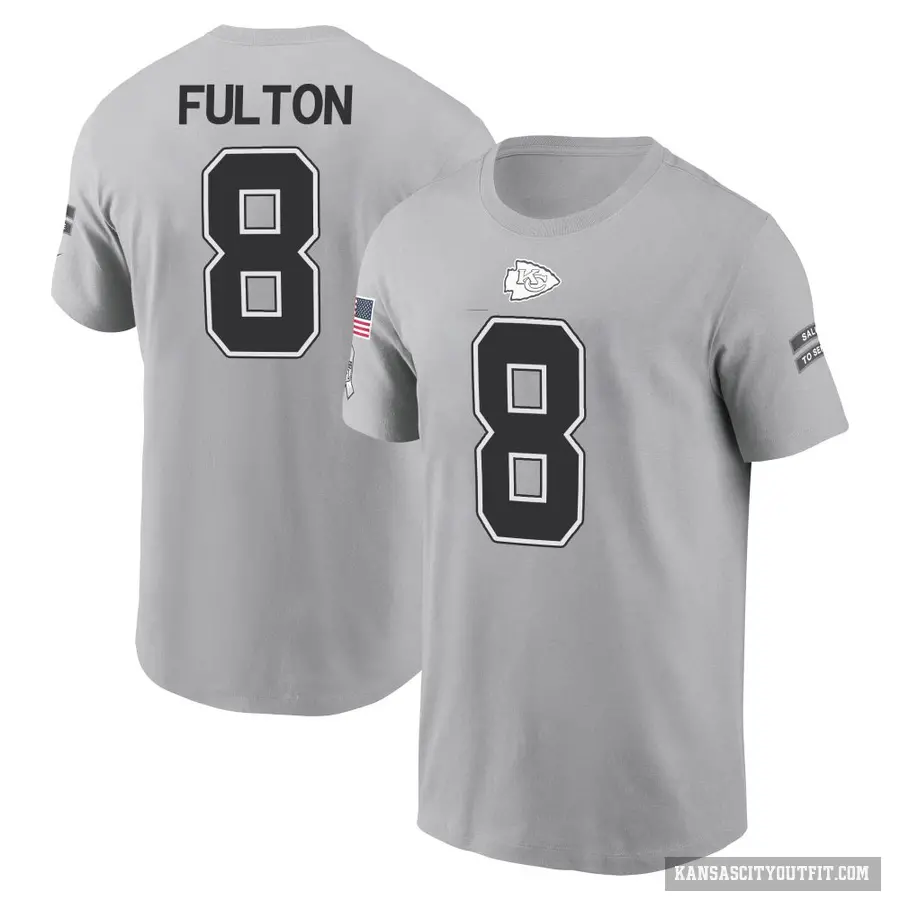 Youth ＃8 Kristian Fulton Kansas City Chiefs Gray 2024 Salute to Service T-Shirt
