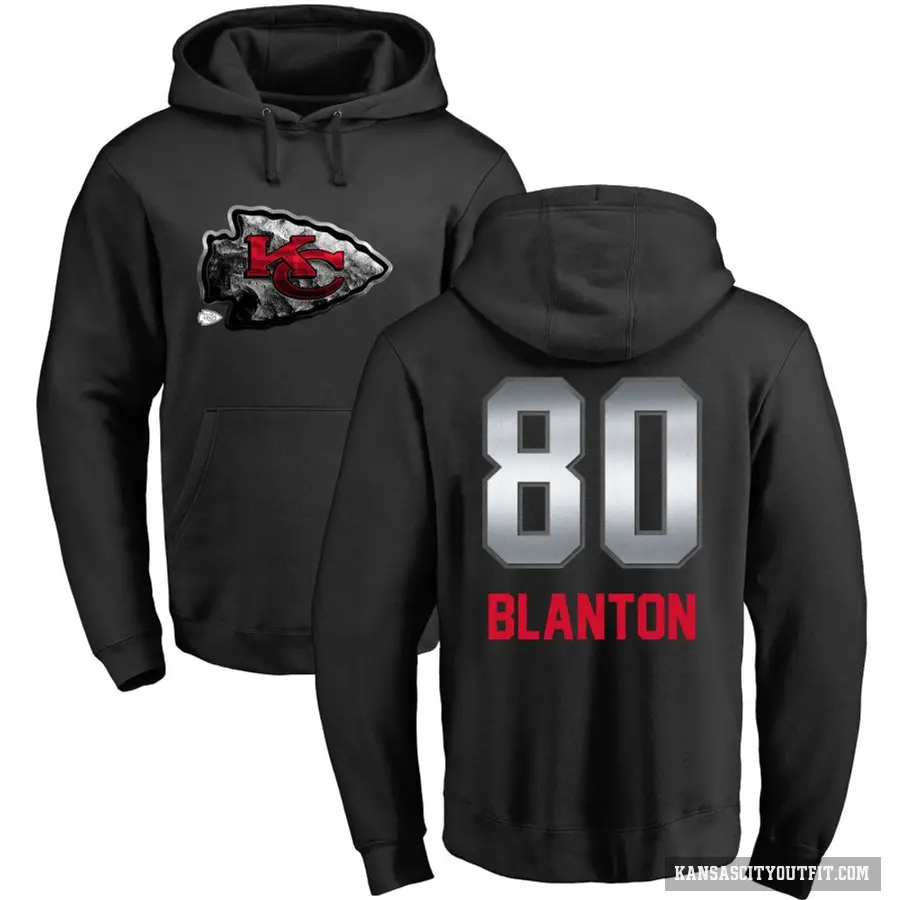 Youth ＃80 Kendall Blanton Kansas City Chiefs Black Midnight Mascot Pullover Hoodie