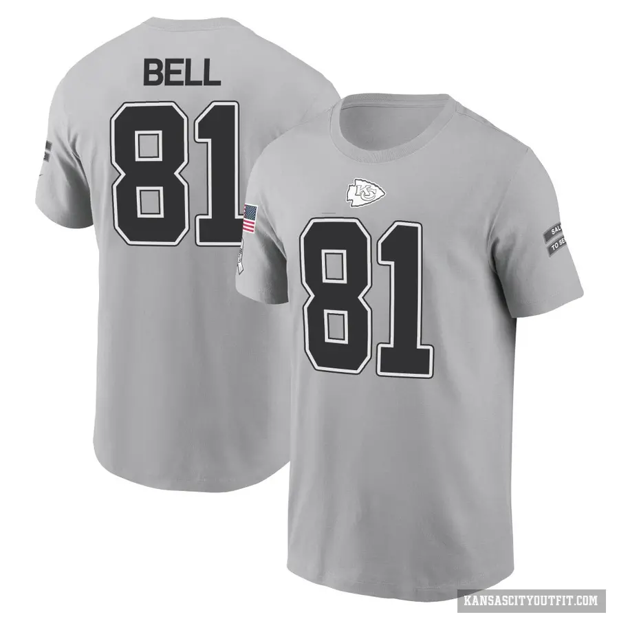 Youth ＃81 Blake Bell Kansas City Chiefs Gray 2024 Salute to Service T-Shirt