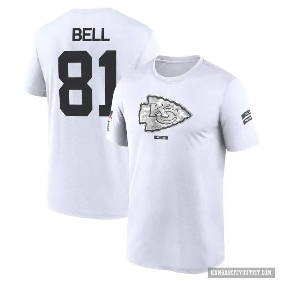 Youth ＃81 Blake Bell Kansas City Chiefs White 2024 Salute to Service Performance T-Shirt
