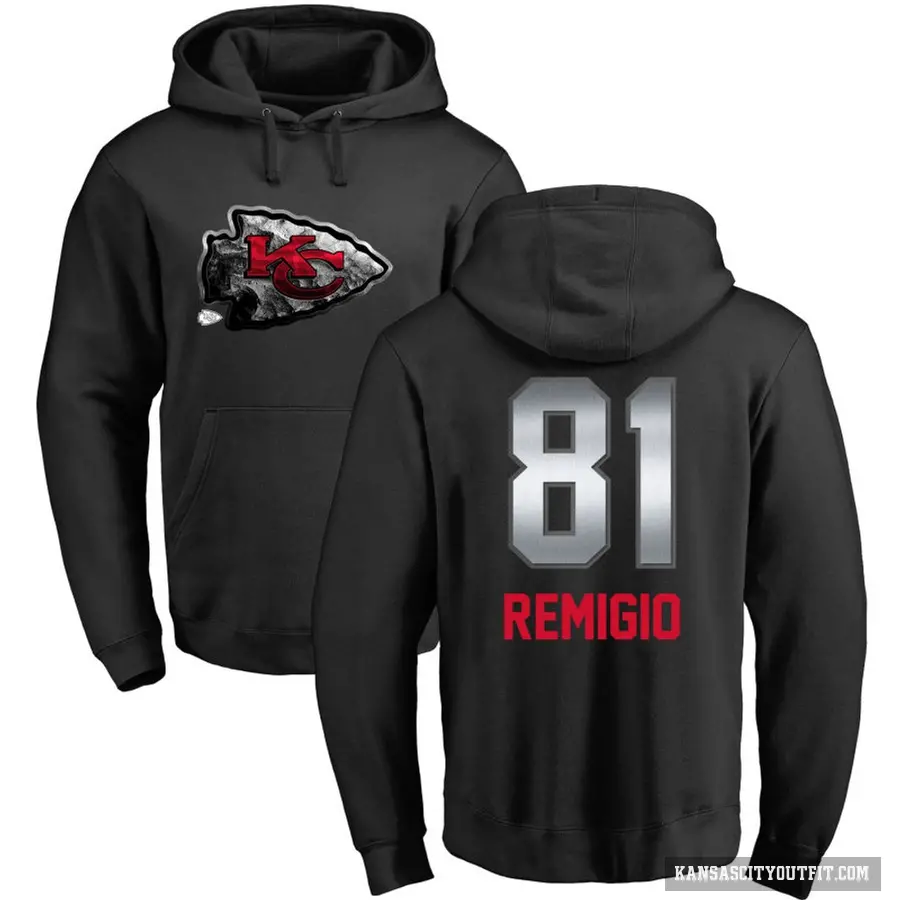 Youth ＃81 Nikko Remigio Kansas City Chiefs Black Midnight Mascot Pullover Hoodie