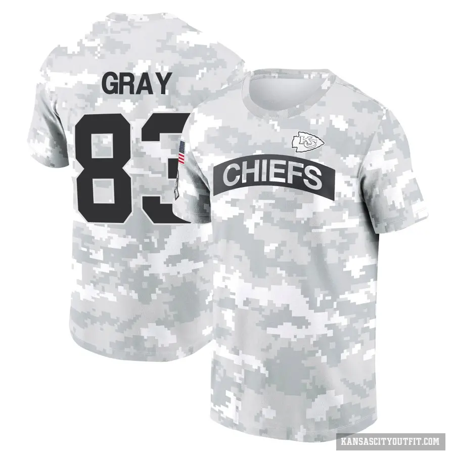 Youth ＃83 Noah Gray Kansas City Chiefs Camo Arctic 2024 Salute to Service Performance T-Shirt