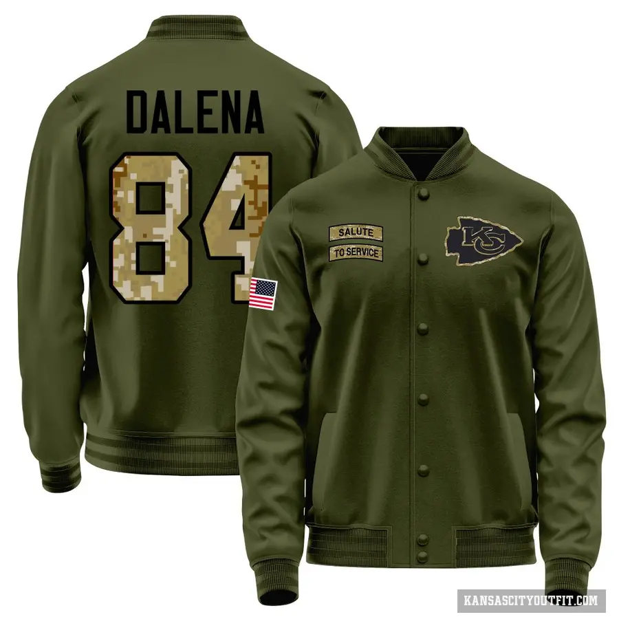 Youth ＃84 Mac Dalena Kansas City Chiefs Olive Salute to Service Sideline Performance Jacket