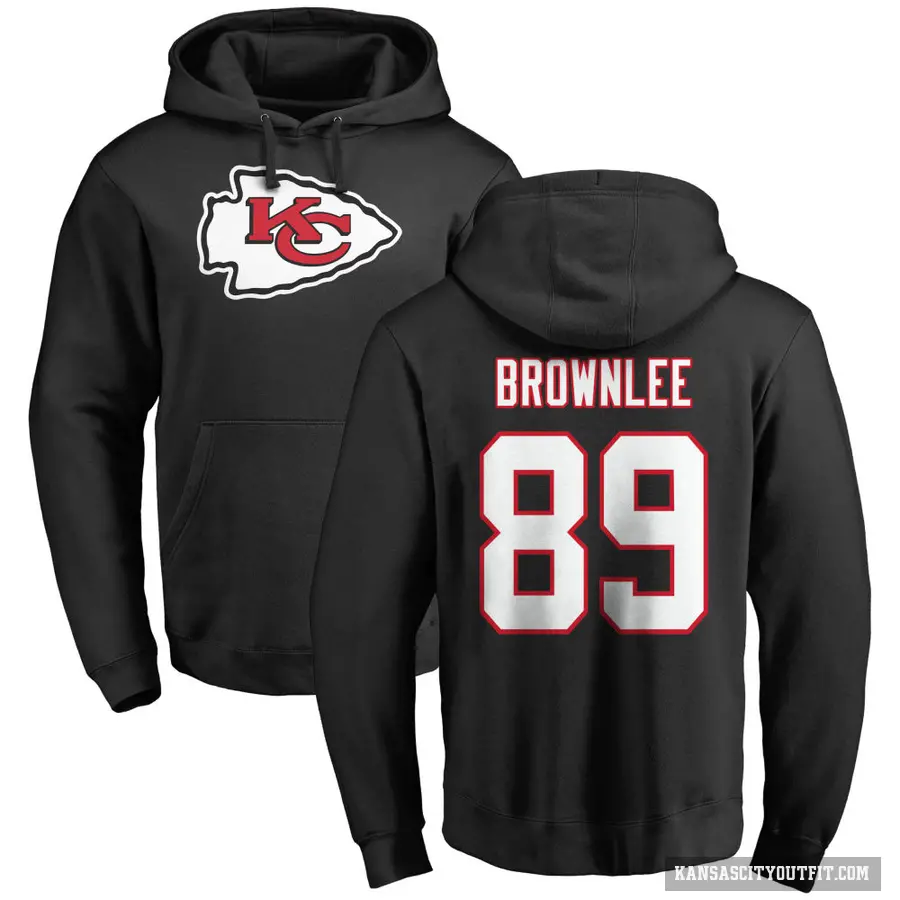 Youth ＃89 Jason Brownlee Kansas City Chiefs Black Pro Line Name & Number Logo Pullover Hoodie