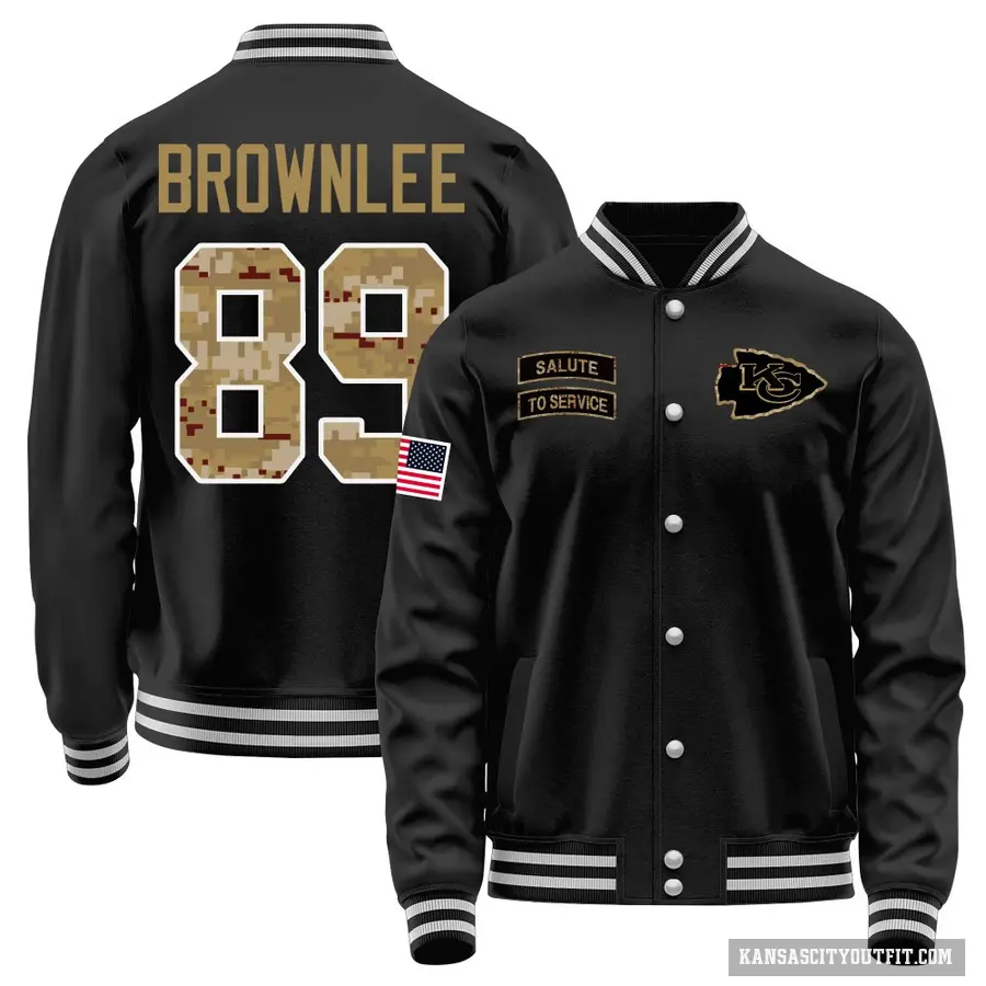Youth ＃89 Jason Brownlee Kansas City Chiefs Black Salute to Service Sideline Performance Jacket