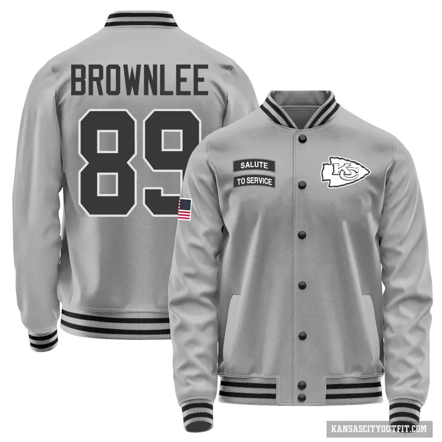 Youth ＃89 Jason Brownlee Kansas City Chiefs Gray Salute to Service Performance Jacket