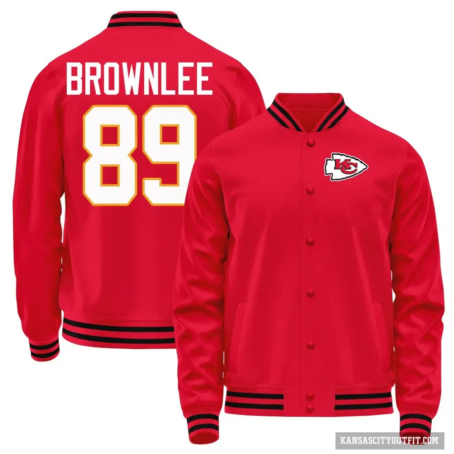 Youth ＃89 Jason Brownlee Kansas City Chiefs Red Full-Snap Name & Number Jacket