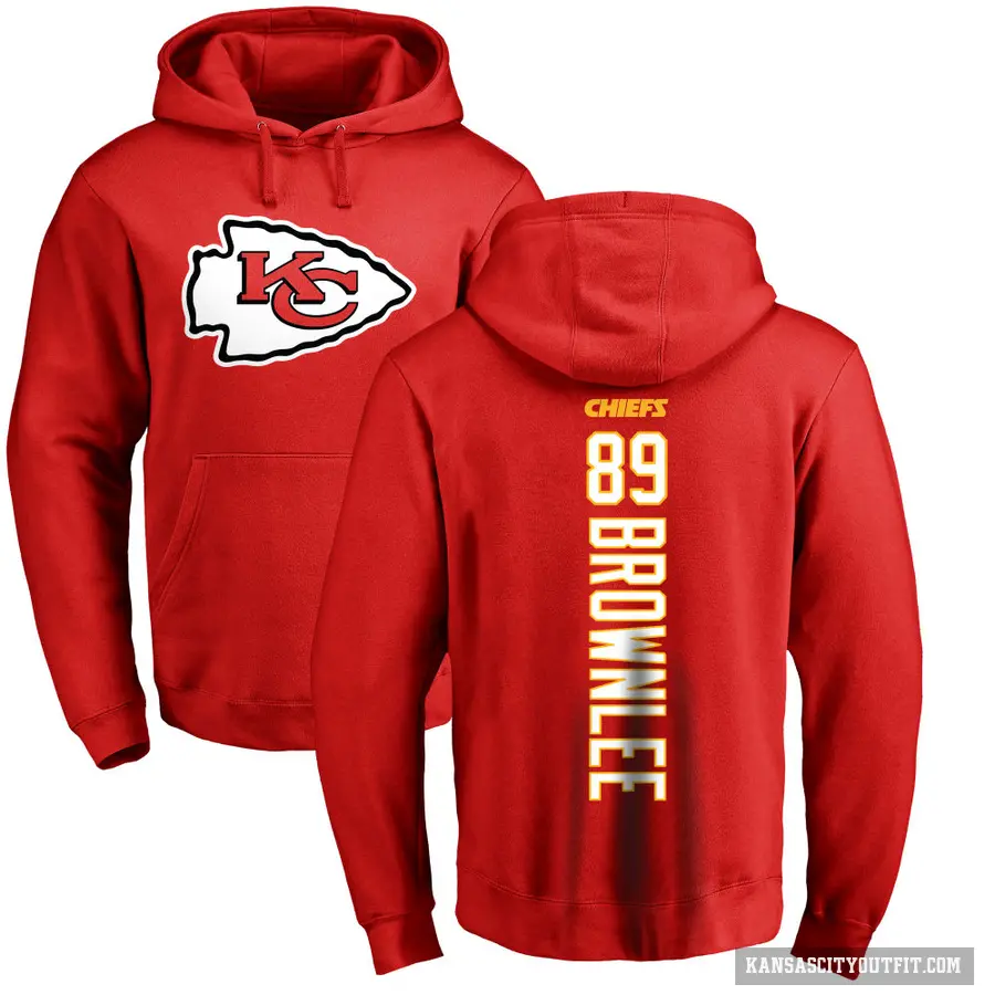 Youth ＃89 Jason Brownlee Kansas City Chiefs Red Pro Line Backer Pullover Hoodie