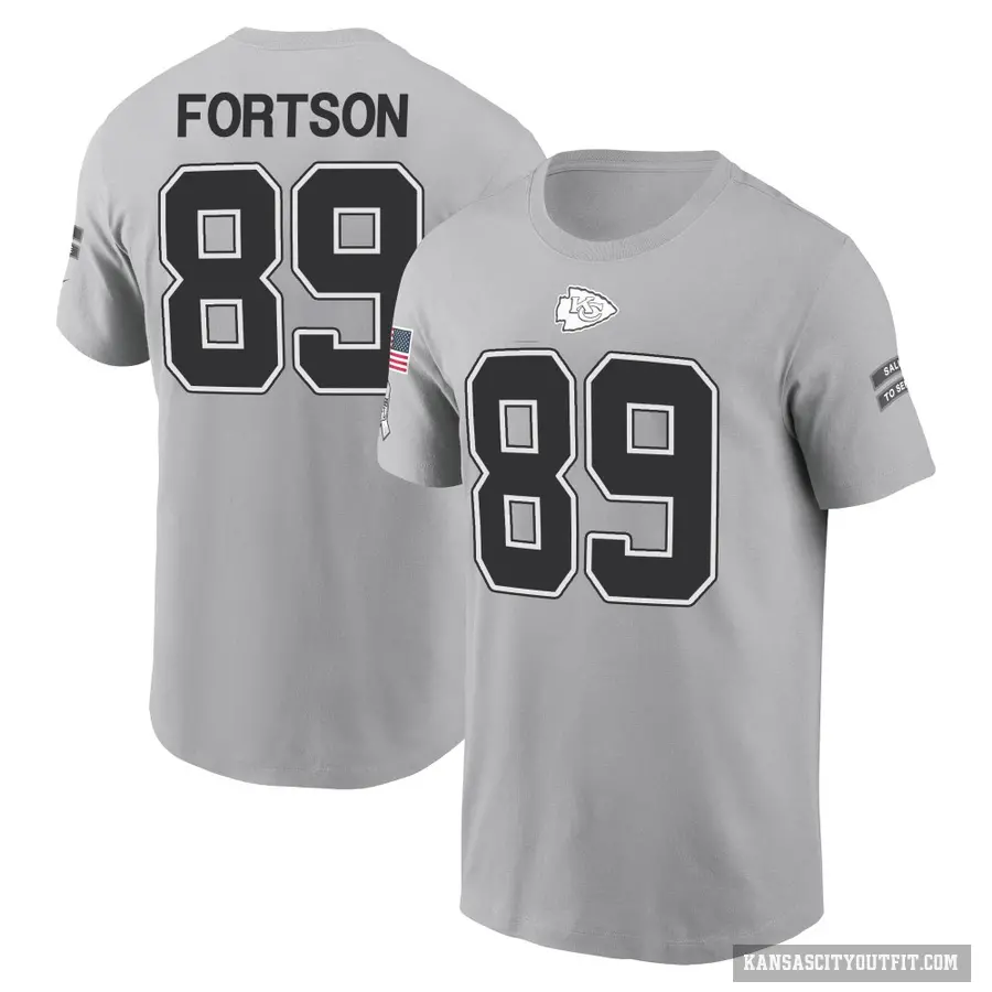 Youth ＃89 Jody Fortson Kansas City Chiefs Gray 2024 Salute to Service T-Shirt