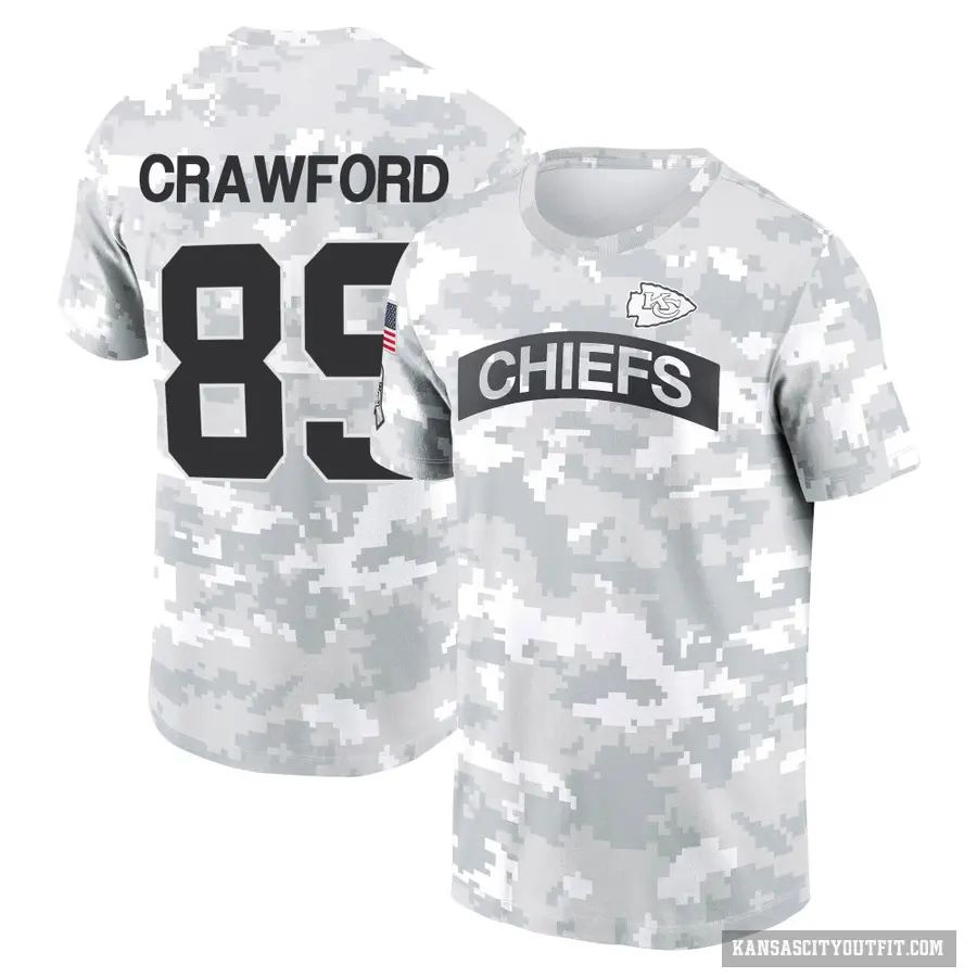 Youth ＃89 Kekoa Crawford Kansas City Chiefs Camo Arctic 2024 Salute to Service Performance T-Shirt