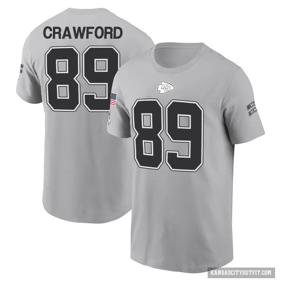 Youth ＃89 Kekoa Crawford Kansas City Chiefs Gray 2024 Salute to Service T-Shirt