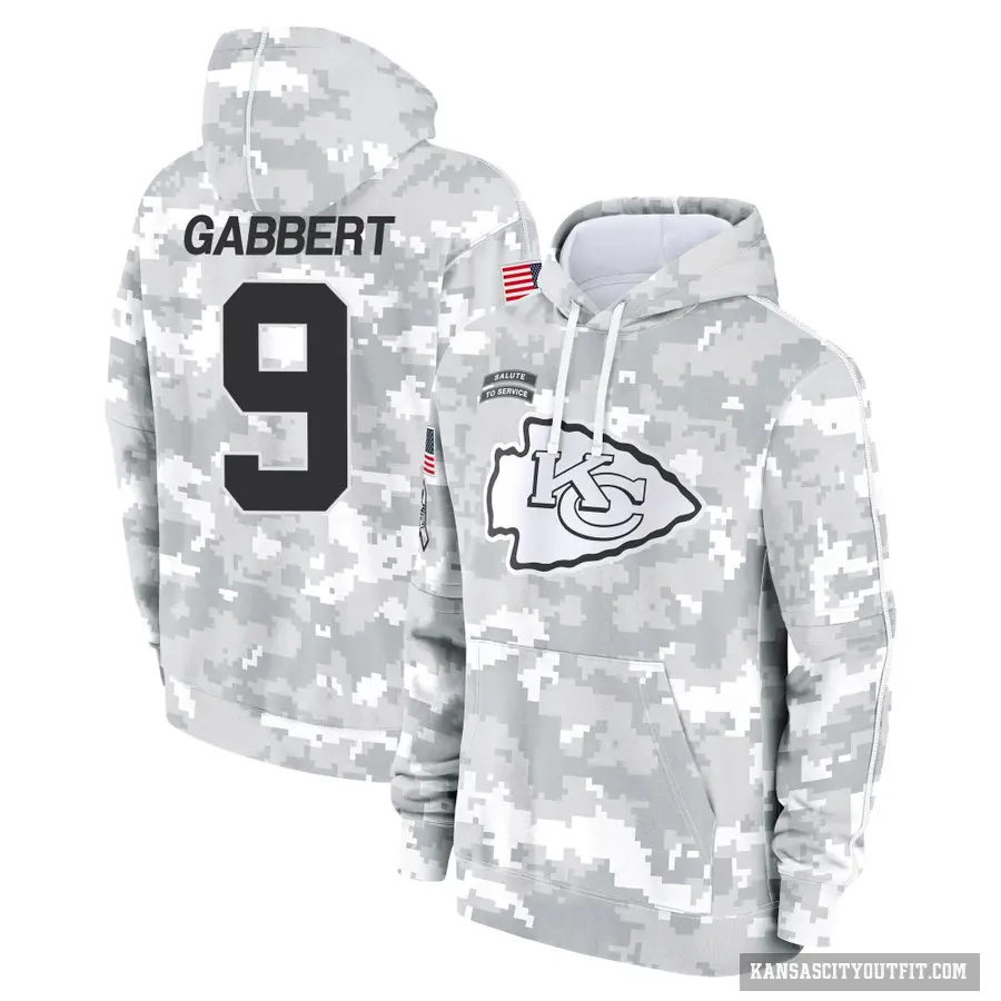 Youth ＃9 Blaine Gabbert Kansas City Chiefs Arctic Camo 2024 Salute to Service Club Fleece Pullover Hoodie