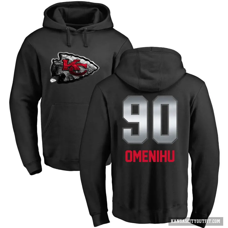 Youth ＃90 Charles Omenihu Kansas City Chiefs Black Midnight Mascot Pullover Hoodie
