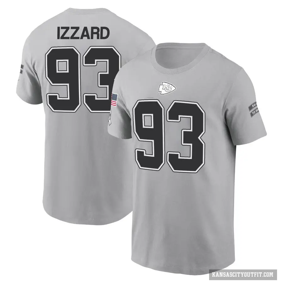 Youth ＃93 Coziah Izzard Kansas City Chiefs Gray 2024 Salute to Service T-Shirt