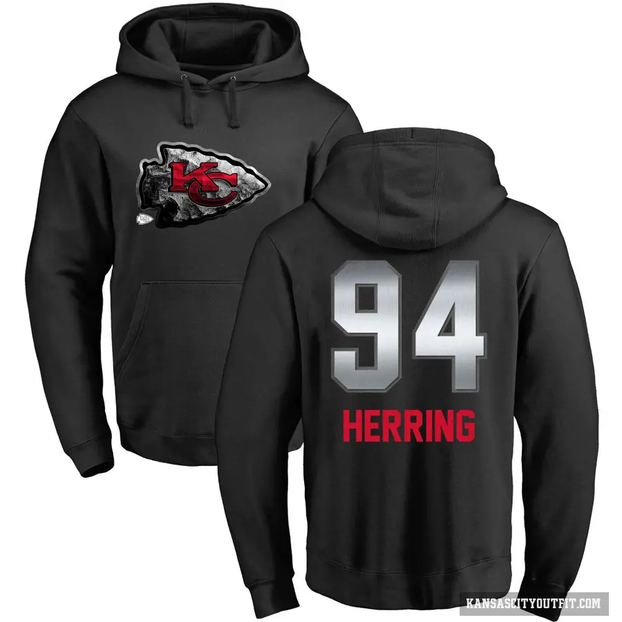 Youth ＃94 Malik Herring Kansas City Chiefs Black Midnight Mascot Pullover Hoodie