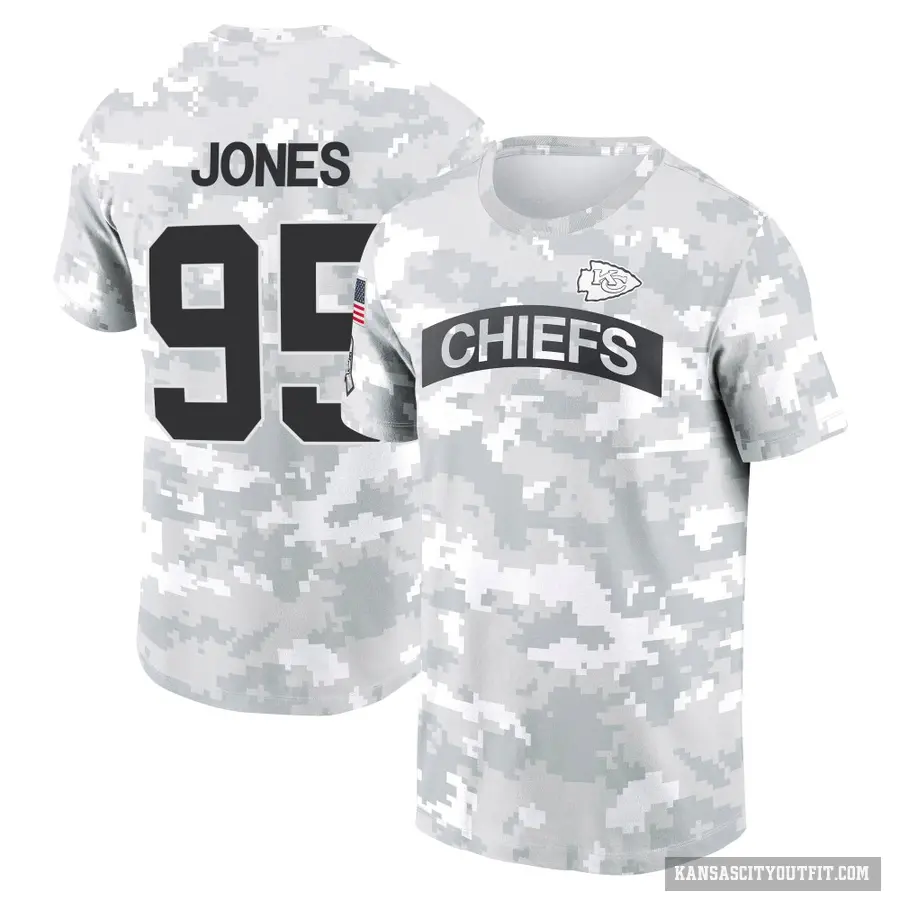 Youth ＃95 Chris Jones Kansas City Chiefs Camo Arctic 2024 Salute to Service Performance T-Shirt