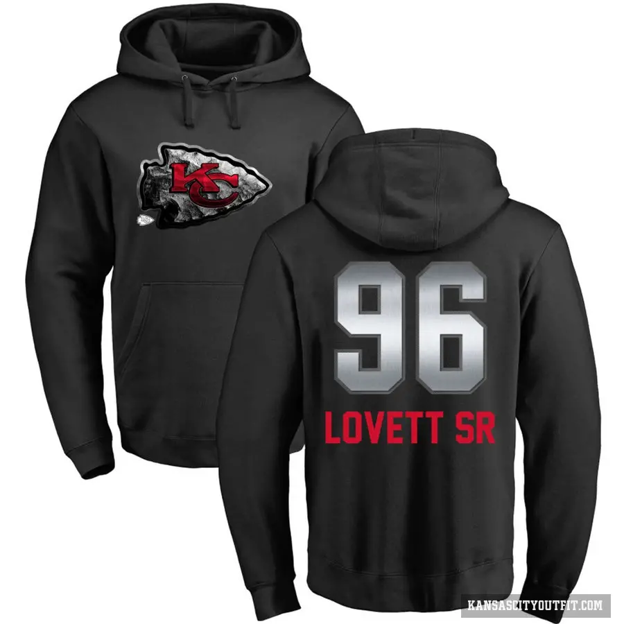Youth ＃96 Fabien Lovett Sr. Kansas City Chiefs Black Midnight Mascot Pullover Hoodie