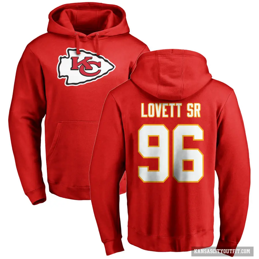 Youth ＃96 Fabien Lovett Sr. Kansas City Chiefs Red Pro Line Logo Pullover Hoodie
