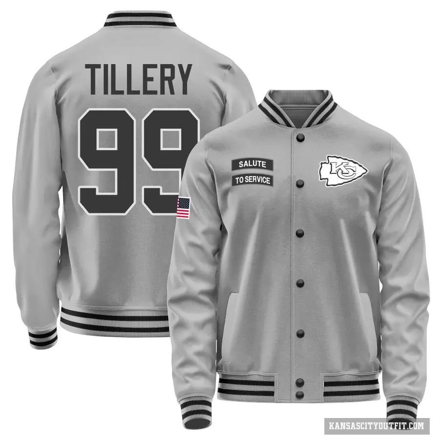 Youth ＃99 Jerry Tillery Kansas City Chiefs Gray Salute to Service Performance Jacket