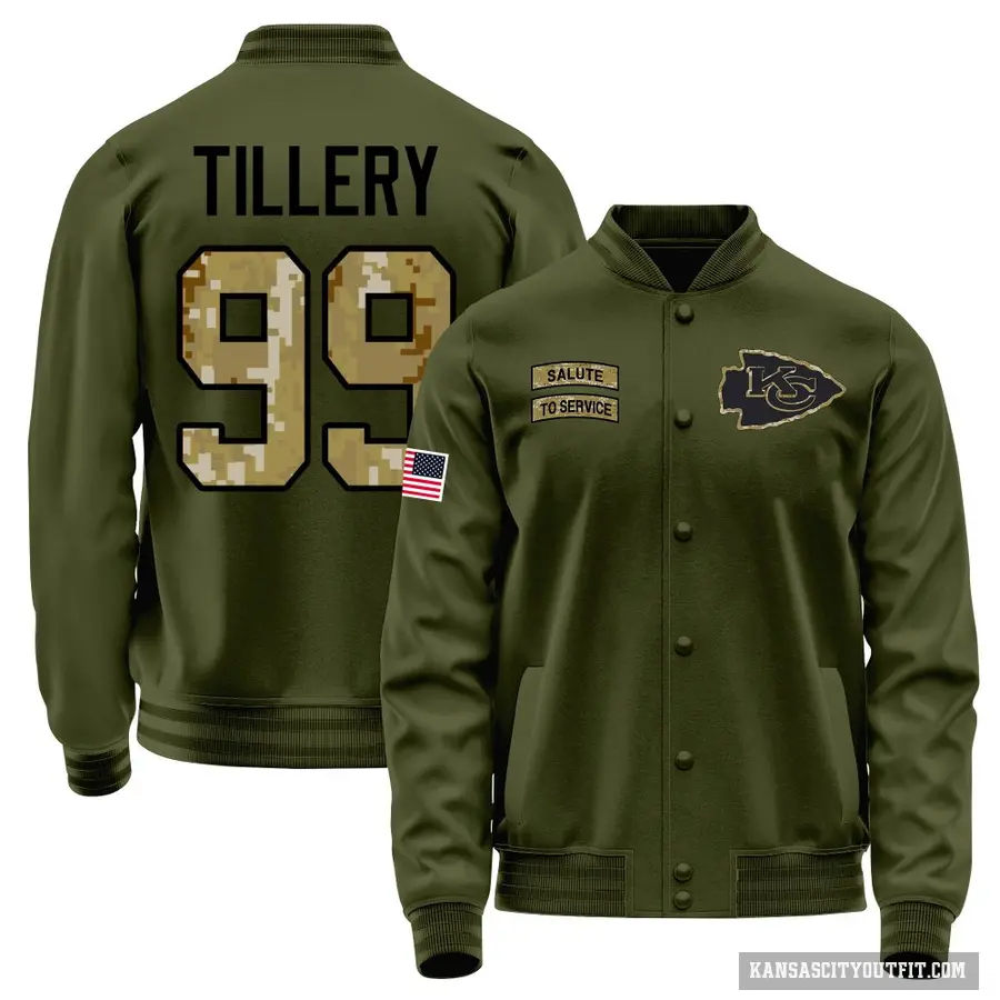 Youth ＃99 Jerry Tillery Kansas City Chiefs Olive Salute to Service Sideline Performance Jacket